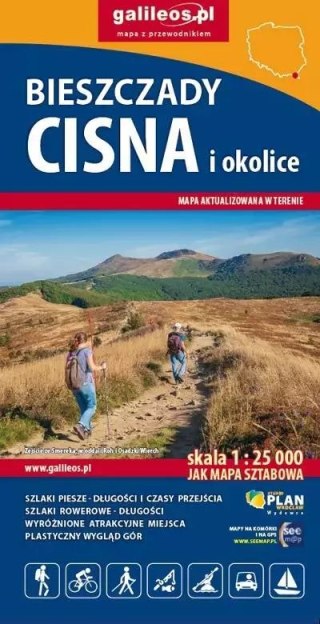 Mapa Bieszczady, Cisna i okolice w skali 1:25 000