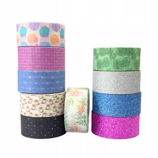 WASHI TAPE TAŚMA DEKORACYJNA ZESTAW TAŚM 10 SZT