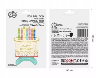 Balon foliowy Tort Happy Birthday, 33x48x24 cm