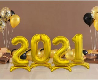 Balon foliowy stojący. Cyfra 2 (74 cm), złota