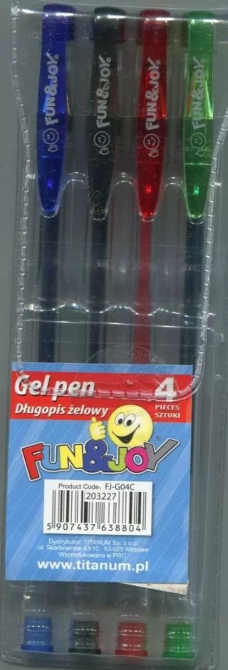 Fun & Joy, długopisy żelowe, 4 kolory
