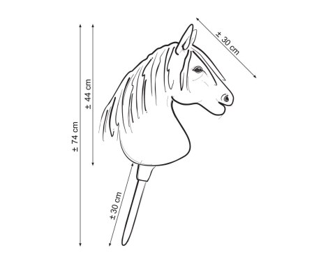 Hobby Horse Duży koń na kiju Premium - tarantowaty biało-brązowy z białą grzywą A3