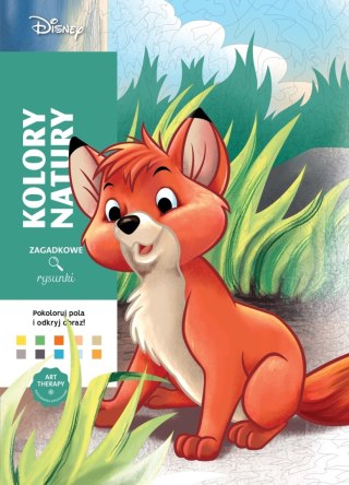Art therapy. Kolorowanka antystresowa. Disney. Kolory natury. Zagadkowe rysunki
