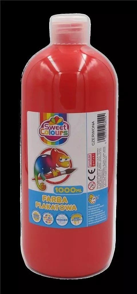 Farba plakatowa czerwona 1000ml Farba plakatowa czerwona 1000ml