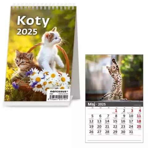 Kalendarz 2025 Biurkowy pionowy Koty miesięczny Kalendarz 2025 Biurkowy pionowy Koty miesięczny