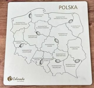 Mapa Polski - drewniana sklejka - znam swój kraj