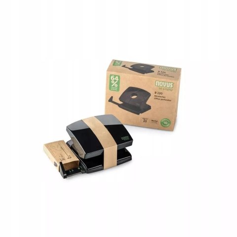 Dziurkacz B220 re+new z plastiku z recyklingu czarny 025-0650 NO NOVUS Dziurkacz B220 re+new z plastiku z recyklingu czarny 025-0650 NO NOVUS
