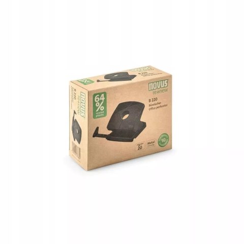 Dziurkacz B220 re+new z plastiku z recyklingu czarny 025-0650 NO NOVUS Dziurkacz B220 re+new z plastiku z recyklingu czarny 025-0650 NO NOVUS