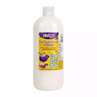 Farba plakatowa w butelce 1000ml biała STRIGO