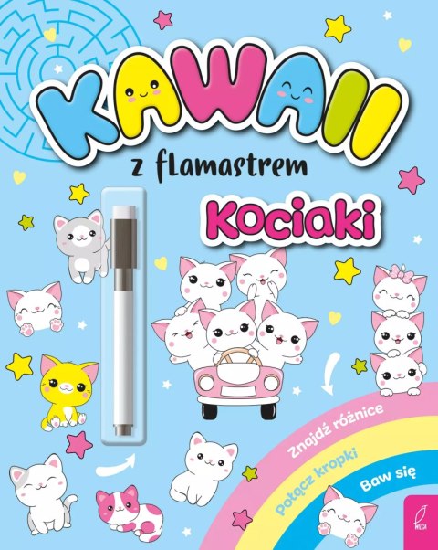Kawaii z flamastrem. Kociaki Kawaii z flamastrem. Kociaki