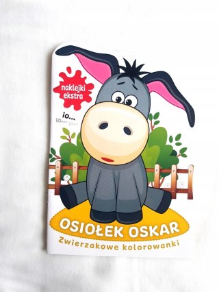 Osiołek Oskar. Zwierzakowe kolorowanki + naklejki