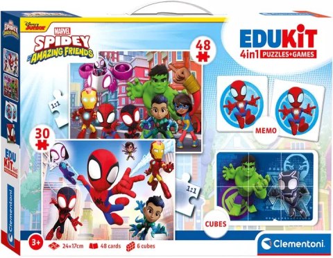 Puzzle 48 + 36 + Memo + 6 klocków Edukit Spidey