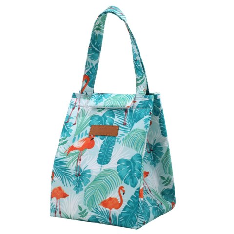 Torba Termiczna Izolacyjna Śniadaniowa Lunch Bag Liście Flamingi 25cm Torba Termiczna Izolacyjna Śniadaniowa Lunch Bag Liście Flamingi 25cm