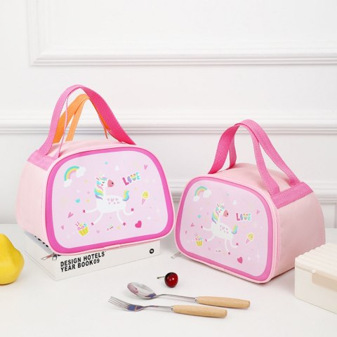 Torba Termiczna Izolacyjna Śniadaniowa Lunch Bag Różowa Jednorożec 23cm Torba Termiczna Izolacyjna Śniadaniowa Lunch Bag Różowa Jednorożec 23cm