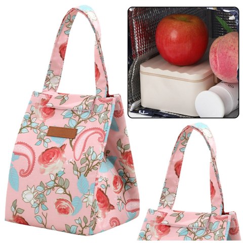 Torba Termiczna Izolacyjna Śniadaniowa Lunch Bag Różowa Kwiaty 25cm Torba Termiczna Izolacyjna Śniadaniowa Lunch Bag Różowa Kwiaty 25cm