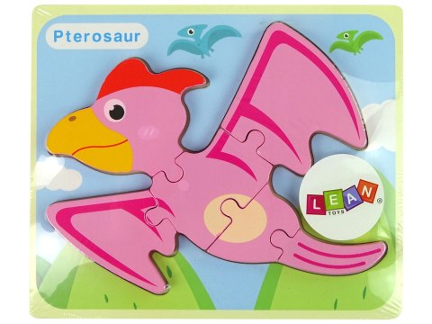 Drewniane Puzzle Dinozaur Pterodaktyl Różowy Pliosaurs Niebieski Drewniane Puzzle Dinozaur Pterodaktyl Różowy Pliosaurs Niebieski