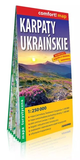Karpaty Ukraińskie; laminowana mapa turystyczna 1:250 000