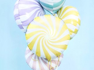 Balon foliowy PartyDeco Cukierek żółto-biały 14"