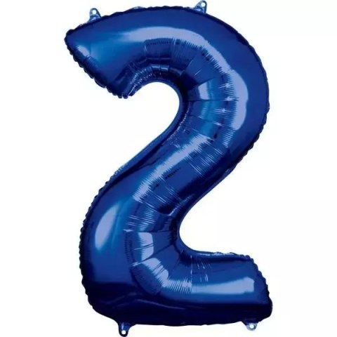 Balon foliowy cyfra 2 niebieska 57x86cm Balon foliowy cyfra 2 niebieska 57x86cm