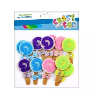 Craft with Fun Ozdoba dekoracyjna Filc samoprzylepna Lizaki 12szt 12/288