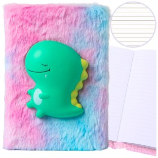 Pluszowy Notatnik W Linie Z Zielonym Dinozaurem 3D Kolorowy