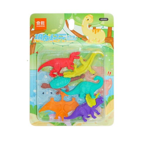 Zestaw Gumek Do Ścierania Zmazywania Szkolne Dinozaury 6szt Zestaw Gumek Do Ścierania Zmazywania Szkolne Dinozaury 6szt