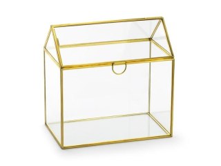 Szklane pudełko na koperty złoty 13x21x21cm