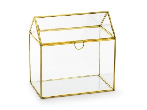 Szklane pudełko na koperty złoty 13x21x21cm Szklane pudełko na koperty złoty 13x21x21cm