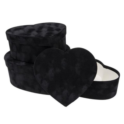 Pudełko Flower Box 3szt welur serce czarne ROZETTE Pudełko Flower Box 3szt welur serce czarne ROZETTE