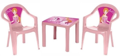 Stolik i dwa krzesła pastel różowy Stolik i dwa krzesła pastel różowy