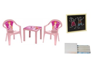 Stolik i dwa krzesła + tablica pastel różowy