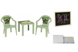 Stolik i dwa krzesła + tablica pastel zielony
