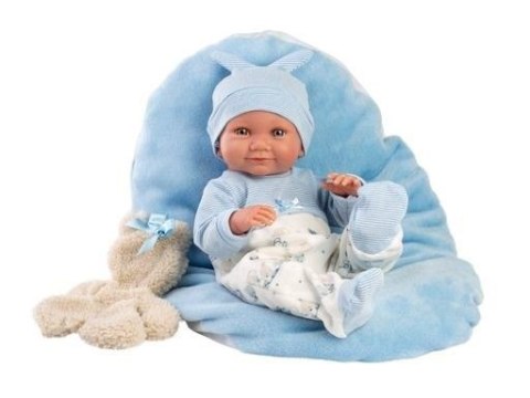 Lalka winylowa bobas Nico z niebieską podusią 40cm Lalka winylowa bobas Nico z niebieską podusią 40cm