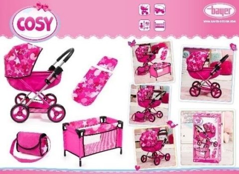 Zestaw akcesoriów z wózkiem dla lalek Cosy Zestaw akcesoriów z wózkiem dla lalek Cosy