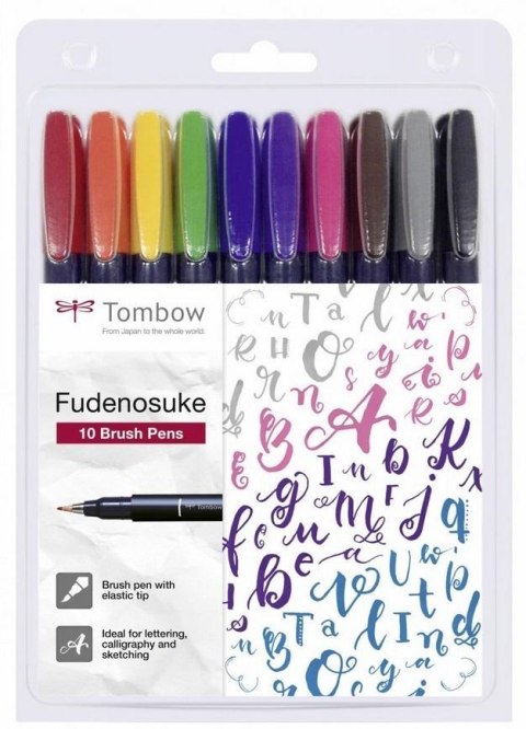 Flamastry brush pen Fudenosuke 10 kolorów Flamastry brush pen Fudenosuke 10 kolorów