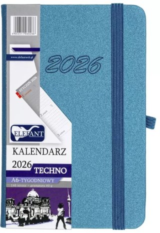 Kalendarz 2026 A6 tygodniowy Techno, turkusowy