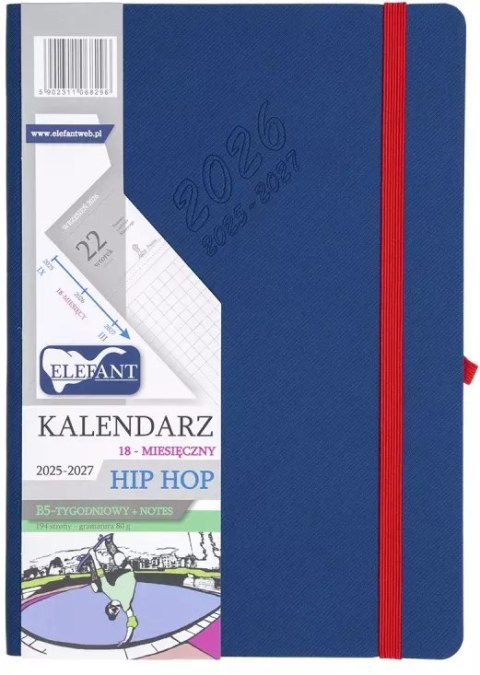 Kalendarz 2026 B5 18 miesięcy Hip hop, granatowy Kalendarz 2026 B5 18 miesięcy Hip hop, granatowy