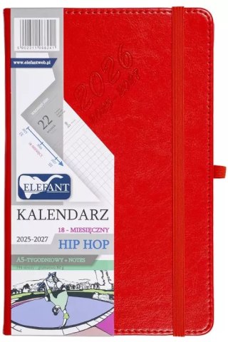 Kalendarz książkowy 2026 A5 18 miesięcy Hip hop, czerwony