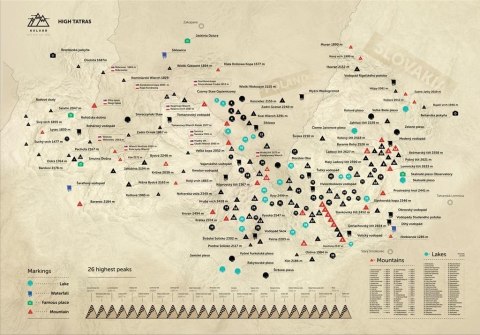 Mapa zdrapka - Mountain Peaks High Tatras duża Mapa zdrapka - Mountain Peaks High Tatras duża