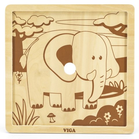VIGA Poręczne Drewniane Puzzle Słoń 9 elementów VIGA Poręczne Drewniane Puzzle Słoń 9 elementów