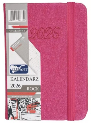 Kalendarz 2026 A7 tygodniowy Rock, różowy