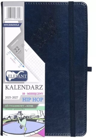 Kalendarz książkowy 2026 A5 18 miesięcy Hip hop, granatowy
