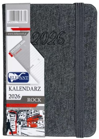 Kalendarz 2026 A7 tygodniowy Rock, szary