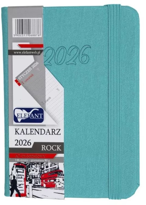Kalendarz 2026 A7 tygodniowy Rock, turkusowy Kalendarz 2026 A7 tygodniowy Rock, turkusowy