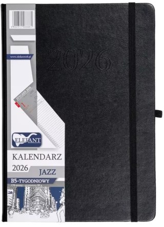 Kalendarz 2026 B5 tygodniowy Jazz, czarny