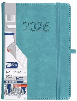 Kalendarz 2026 B6 dzienny Jazz, turkusowy