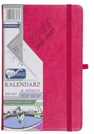 Kalendarz książkowy 2026 A5 18 miesięcy Hip hop, karmazynowy