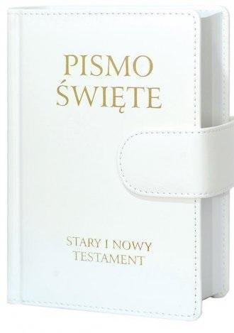 Pismo Święte ST i NT małe białe z zapięciem Pismo Święte ST i NT małe białe z zapięciem