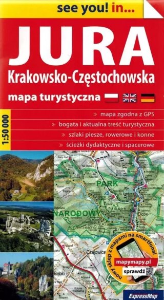 Jura Krakowsko-Częstochowska; papierowa mapa turystyczna 1:50 000