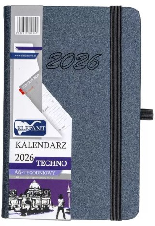 Kalendarz 2026 A6 tygodniowy Techno, grafitowy